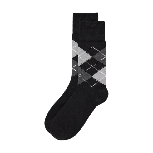 Premium Quality Black Pattern Argyle Crew Socks