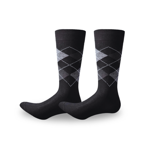 Premium Quality Black Pattern Argyle Crew Socks