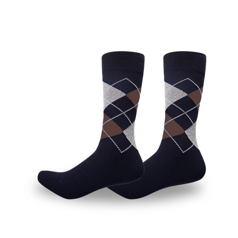 Premium Quality Brown Argyle Crew Socks