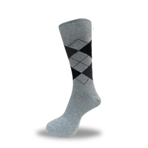 Premium Quality Light Grey Argyle Crew Socks