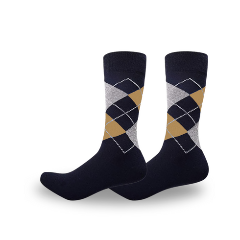 Premium Quality Yellow Argyle Crew Socks