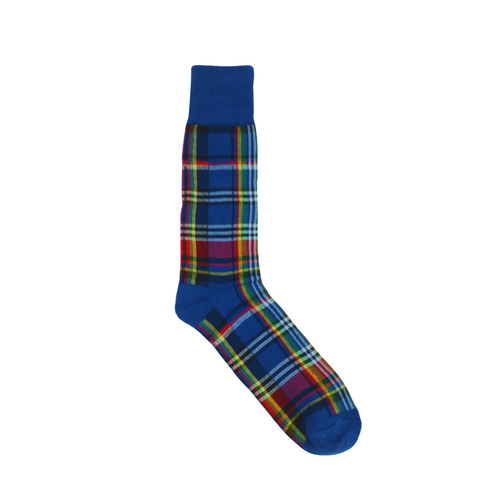 RL Blue Checkered Cotton Premium Socks