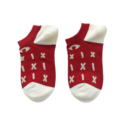 Red Characters Funky Ankle Socks