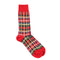 Red Wool Check Winter Crew Socks