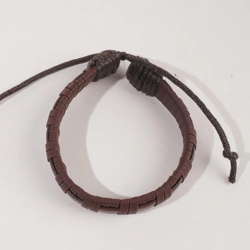 Rope Style Leather Brown Bracelet