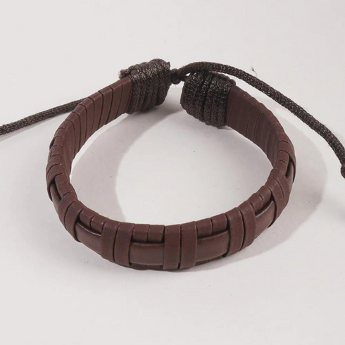 Rope Style Leather Brown Bracelet