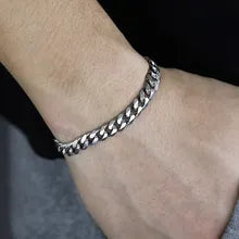 Silver Stainless Steel Chain Bracelet For Men