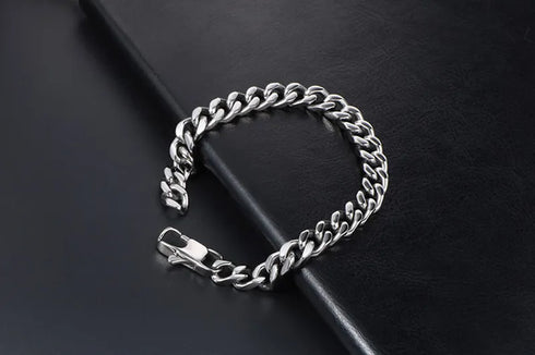 Silver Stainless Steel Chain Bracelet For Men