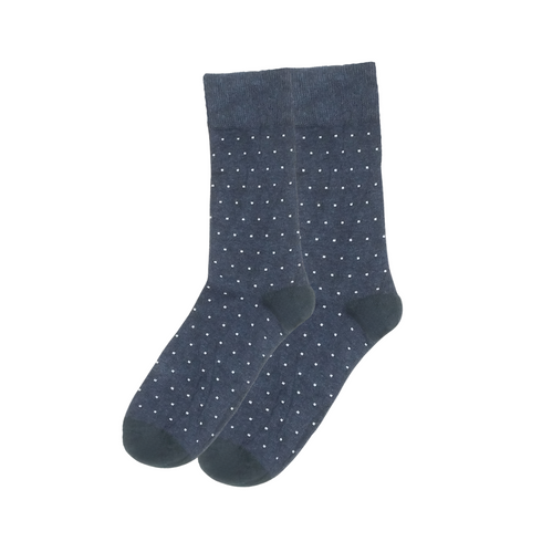 White Polka Dot Navy Blue Funky Socks