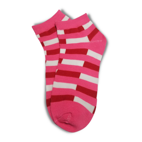 Multi Stripes Ankle Women Socks Pink - Premium Quality