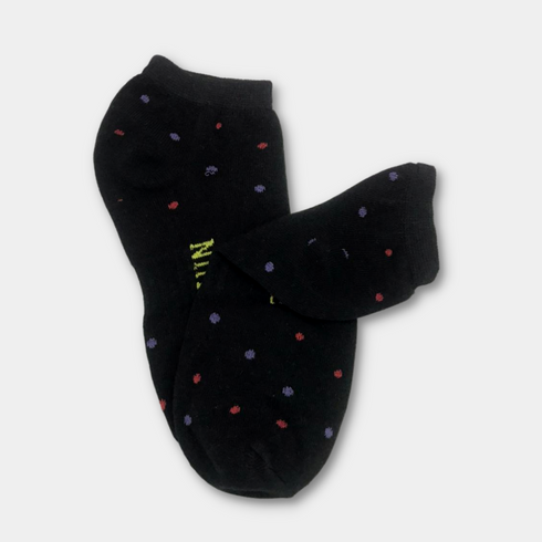 Multi Doted Premium Quality Ankle Socks Black