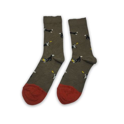 Dog Pets Grey Funky Socks