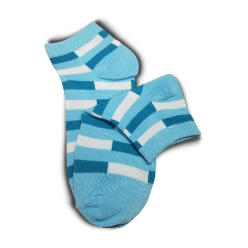 Multi Stripes Ankle Women Socks Light Blue - Premium Quality