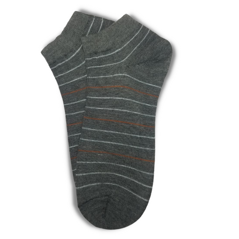 Charcoal Colorful Stripes Ankle Socks - Premium Quality