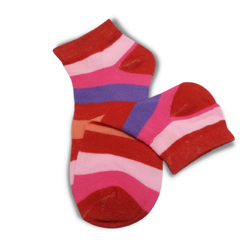 Red Bold Colourful Rainbow Ankle Socks - Premium Quality