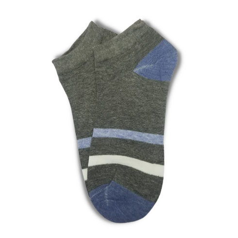 Charcoal Striped Ankle Socks - Premium Quality