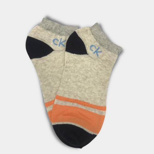 CK Bold Striped Ankle Socks White