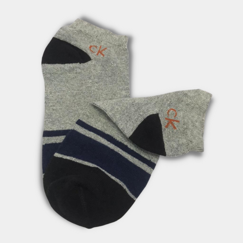CK Bold Striped Ankle Socks Light Grey