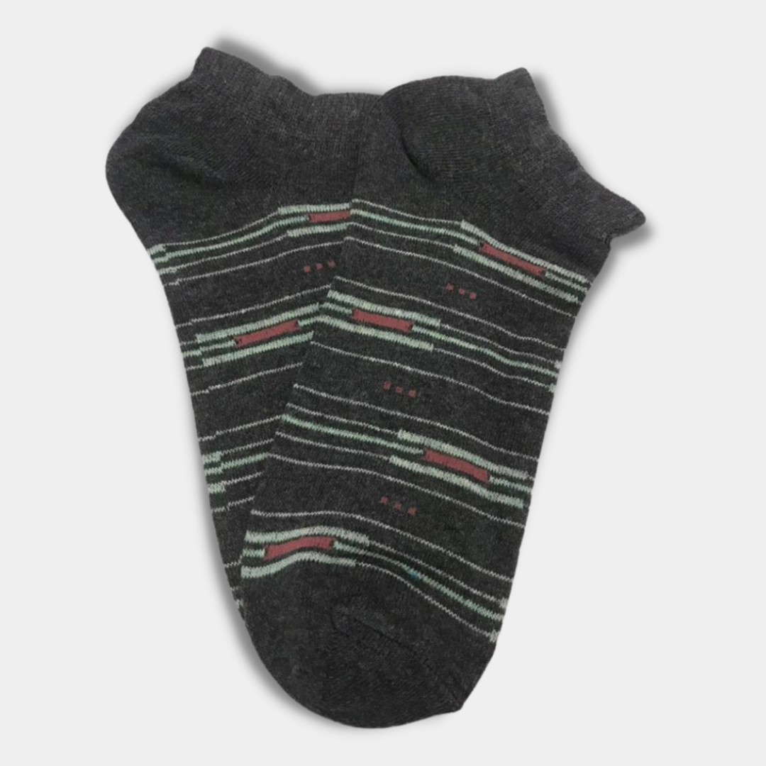 Buy Multi Stripes Stretch Cotton Ankle Socks Dark Grey SOXO 1