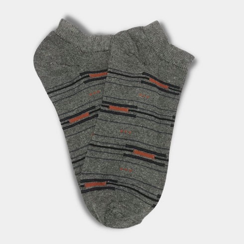 Multi Stripes Stretch Cotton Ankle Socks Light Grey
