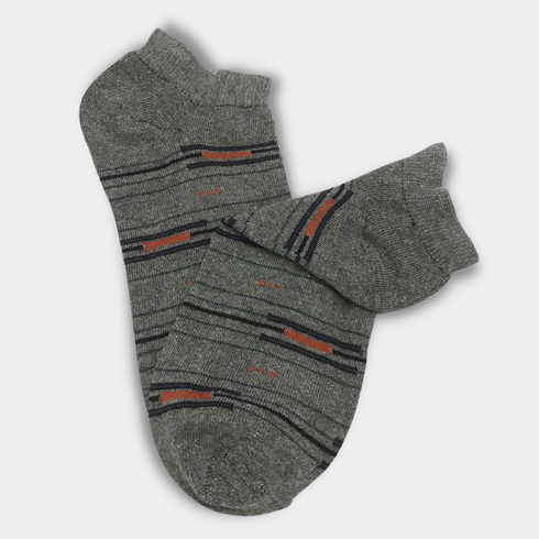 Multi Stripes Stretch Cotton Ankle Socks Light Grey