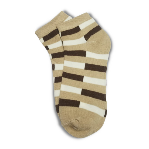 Multi Stripes Ankle Women Socks Light Brown - Premium Quality