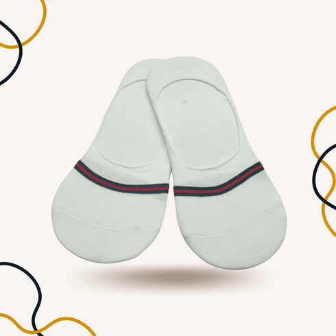 Berry Stripes No Show Socks White - SOXO #1 Imported Socks Brand in Pakistan