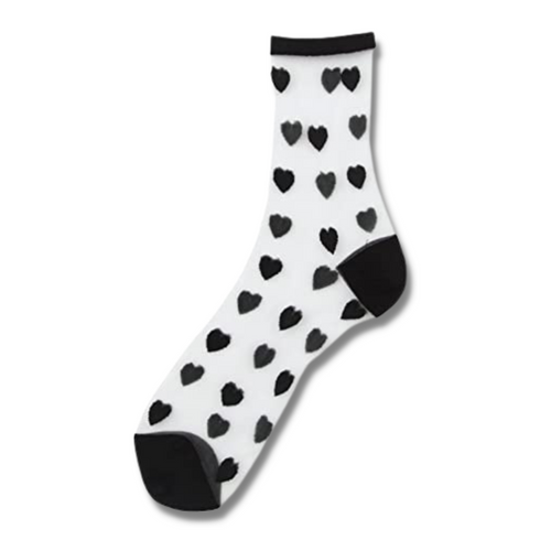 Black Cute Heart Crew Socks