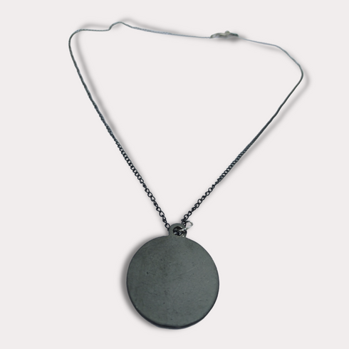 Black Simple Coin Pendant Chain Necklace
