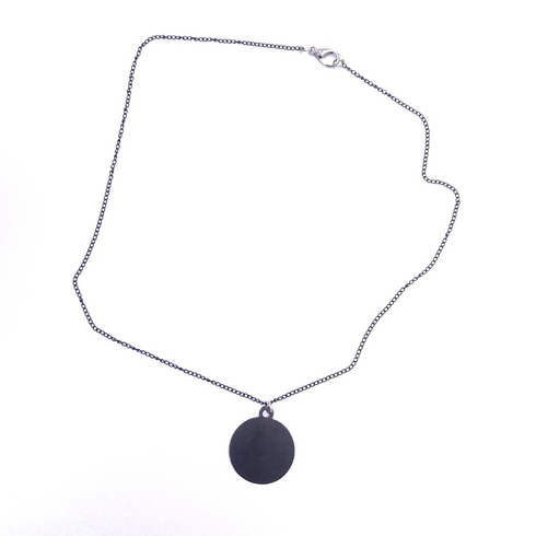 Black Simple Coin Pendant Chain Necklace