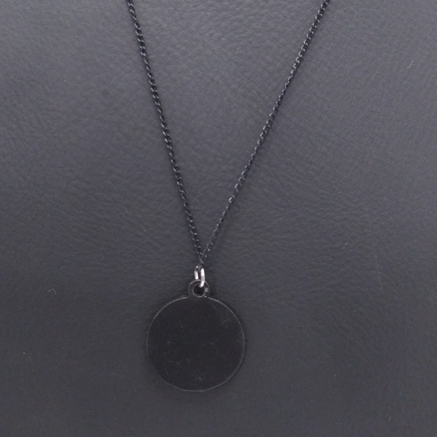 Black Simple Coin Pendant Chain Necklace