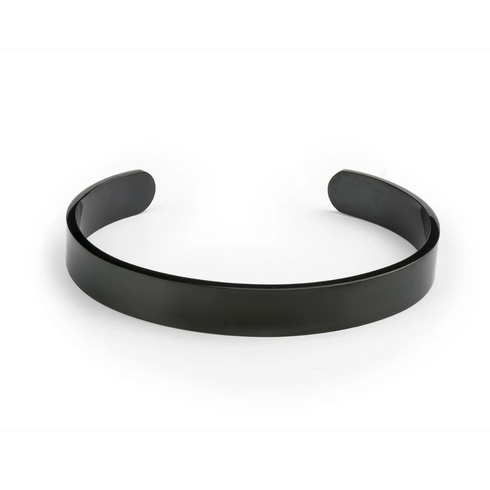 Black Steel Solid Wide Bracelet For Men