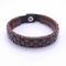 Brown Engraved Leather Braided Bracelet For Men