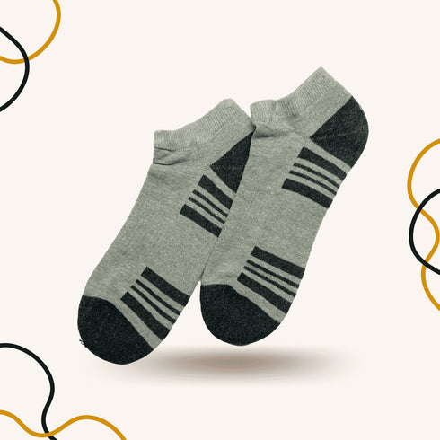 Corporate Ankle socks Grey Stripe - SOXO #1 Imported Socks Brand in Pakistan
