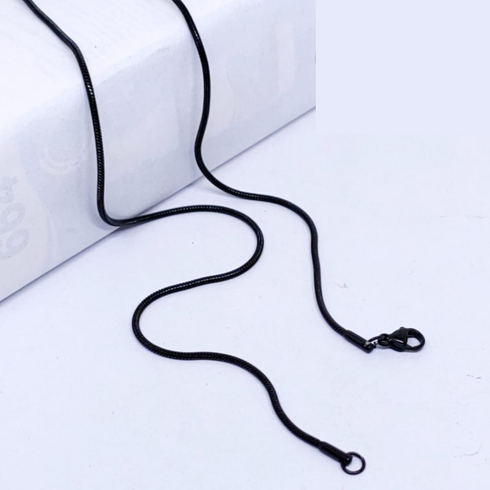 Flat Stainless Steel Snake Black Chain
