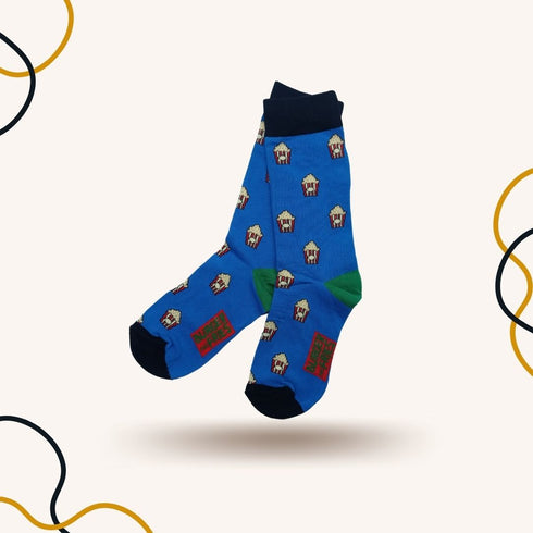Foodie Fries Blue Funky Socks - SOXO #1 Imported Socks Brand in Pakistan