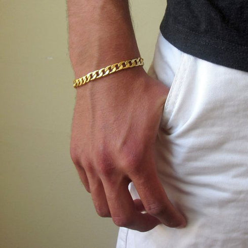 Golden Stainless Steel Chain Bracelet For Men