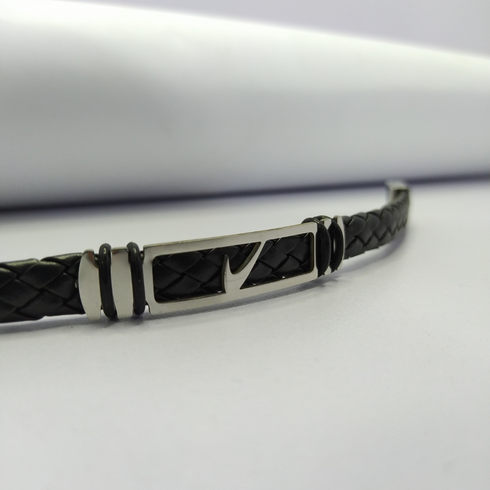 NIKE Black Leather Bracelet For Men