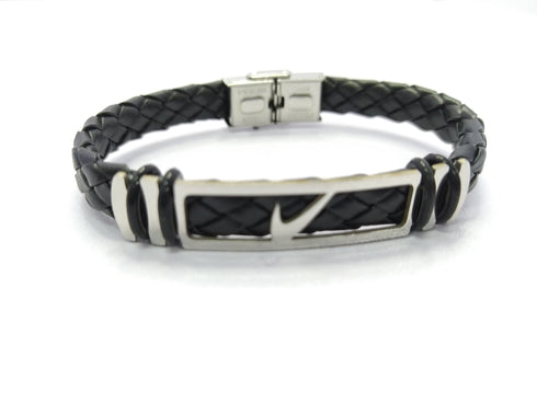 NIKE Black Leather Bracelet For Men
