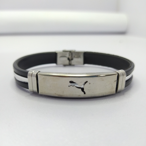 PUMA Black Leather Bracelet For Men
