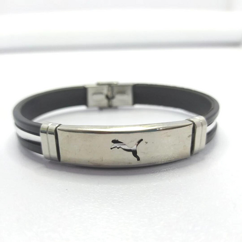 PUMA Black Leather Bracelet For Men