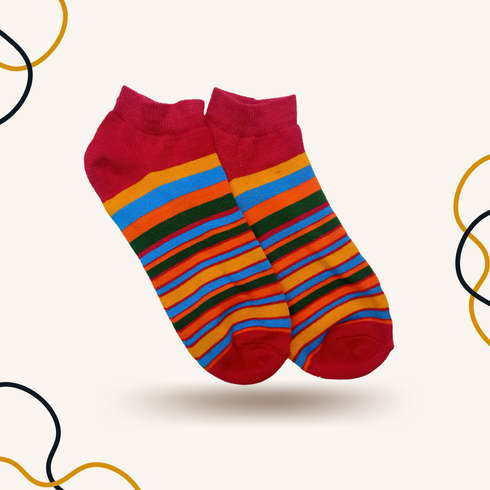 Red Rainbow Stripes funky socks - SOXO #1 Imported Socks Brand in Pakistan