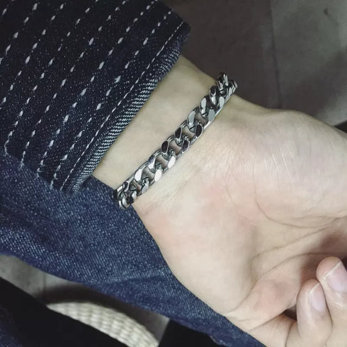 Silver Stainless Steel Chain Bracelet For Men