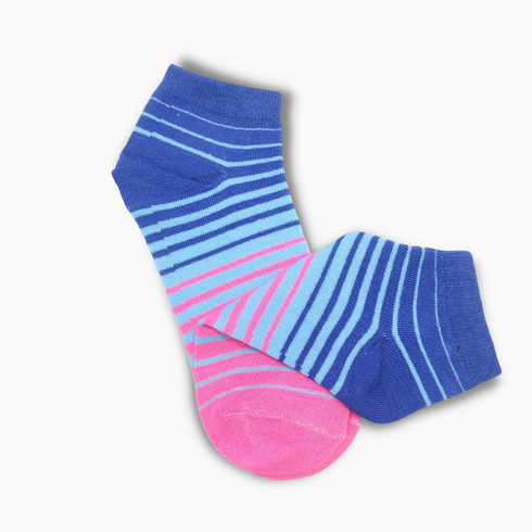 Women's Short Ankle Socks With Blue Stripes