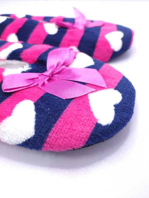 Women's Super Soft Fuzzy Slippers with Pink Stripes