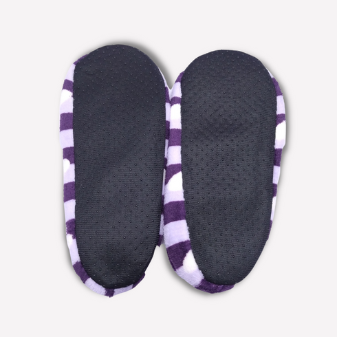 Women's Super Soft Fuzzy Slippers with Purple Stripes