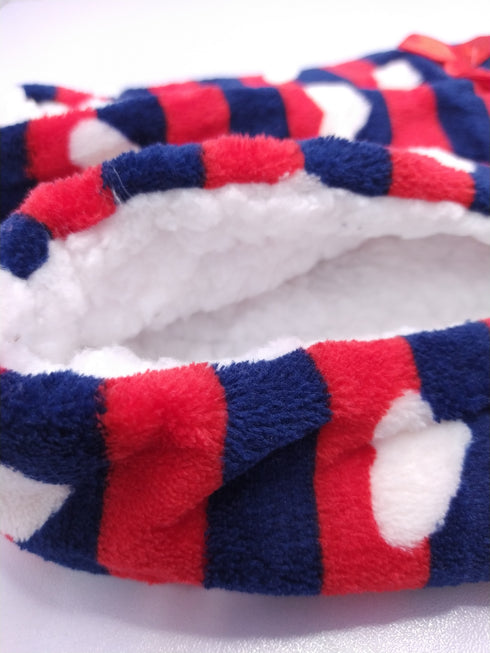 Women's Super Soft Fuzzy Slippers with Red Stripes