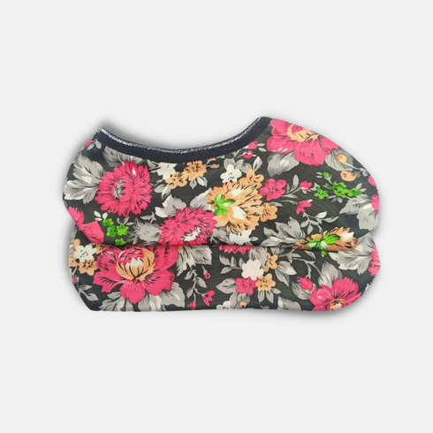 Womens Grey Floral Printed No Show Socks