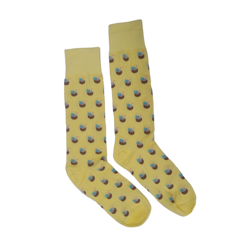 Yellow coconut funky socks - SOXO #1 Imported Socks Brand in Pakistan