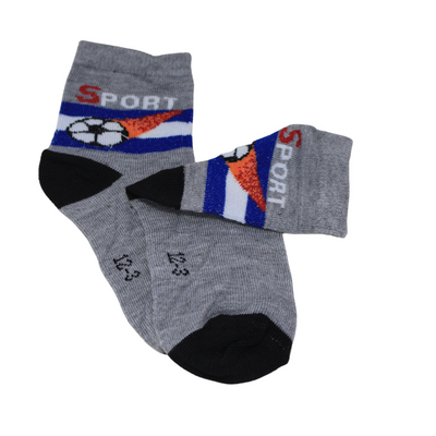 Grey Sports Kids Socks (6-10 Years)